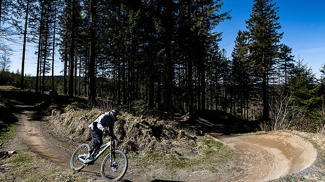 Jugendliche Freerider haben bei Gailingen eine Mountainbike-Strecke, vergleichbar mit dieser im Bild, selbst hergestellt. Bald soll ...