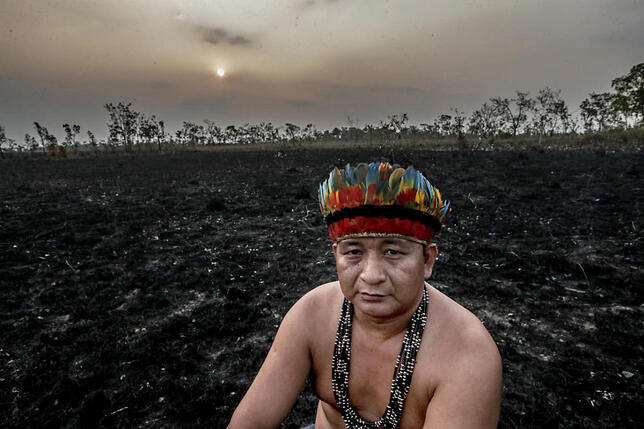 Brasilien: Indigene Völker am Amazonas  machen die Brände heimatlos. Bild: dpa