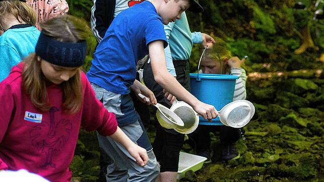 Große Aufgaben für kleine Forscher: Am Ufer der Wutach geht es für die Schülerinnen und Schüler an diesem Morgen auf Entdeckertour. Eine ...