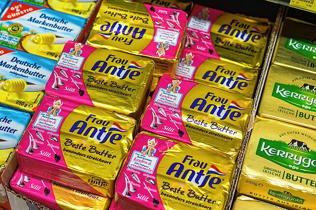Ein 250-Gramm-Päckchen Butter kostet derzeit etwa 10 Cent mehr als zuvor.