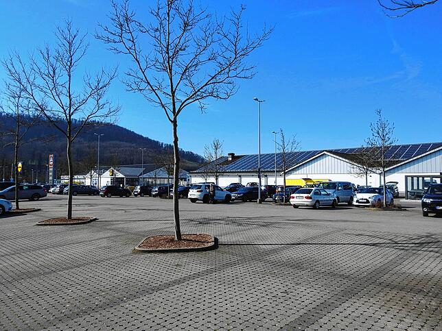 So viel Platz ist an einem Werktag auf einem Parkplatz im Laufenpark selten.