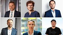 Die Kandidaten im Wahlkreis Bodensee (oben, von links): Volker Mayer-Lay (CDU), Maria Heubuch (Bündnis 90/Die Grünen), Leon Hahn (SPD). ...