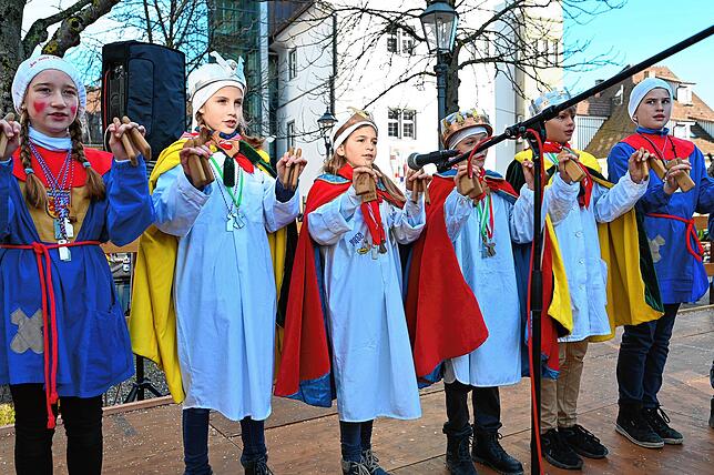 Die Klepperlehoheiten bei einem Auftritt während der letzten Fasnacht vor der Pandemie 2020.