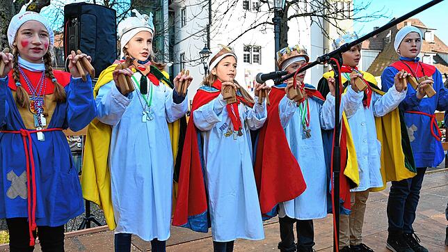 Die Klepperlehoheiten bei einem Auftritt während der letzten Fasnacht vor der Pandemie 2020.
