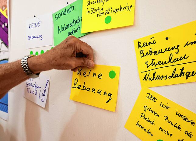 Eindeutiges Votum an der Pinwand: Wenn es nach vielen Bürgern in Radolfzell gehen würde, würde das Streuhau nicht bebaut.