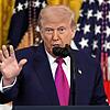 US-Präsident Donald Trump spricht im East Room des Weißen Hauses, während einer Veranstaltung zur Unterzeichnung eines Gesetzes, wodurch ...