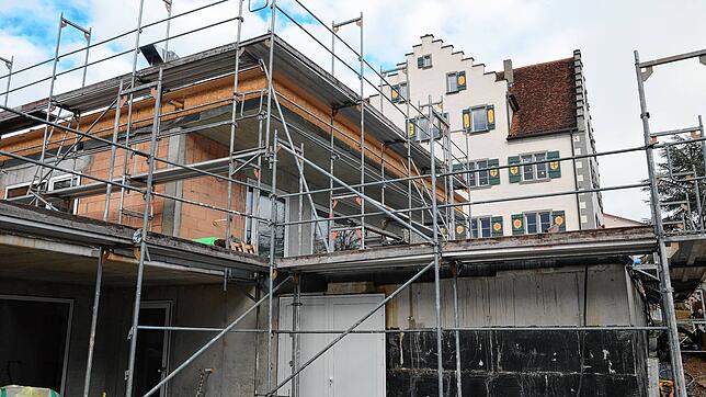 Soll bis Anfang März bezugsfertig sein: der neue Anbau des städtischen Kindergartens St. Elisabeth an der Spitalstraße.