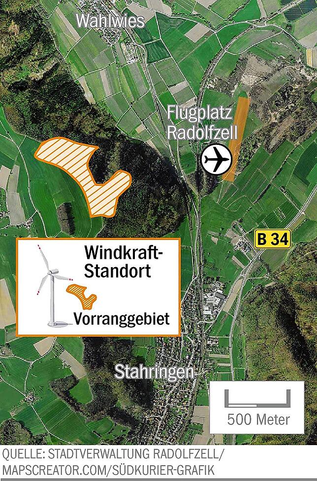 Bild 2: Radolfzell lehnt eine Vorrangfläche für Windkraft bei Stahringen ab