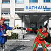 Der Rathaussturm 2022 wird ähnlich ausfallen wie im vergangenen Jahr: Poppele-Zunftmeister Stephan Glunk und Poppele Timo Heckel werden ...