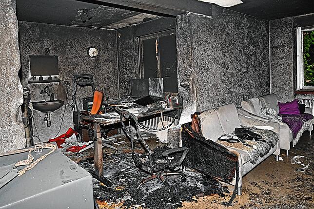 Das Büro eines Restaurants in der Schaffhauser Altstadt ist nach dem Brand verwüstet.