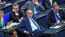 Friedrich Merz, CDU-Bundesvorsitzender, nach der Abstimmung über einen Fünf-Punkte-Plan zur Verschärfung der Migrationspolitik.