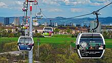 Die Seilbahn zur Bundesgartenschau in Mannheim. Auch in Heilbronn soll eine Seilbahn gebaut werden – das Land Baden-Württemberg sagt nun ...