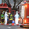 Großeinsatz in Petershausen: Der Gefahrgutzug der Feuerwehr Konstanz stellte einen Behälter mit einem gefährlichen Kohlenwasserstoff sicher.