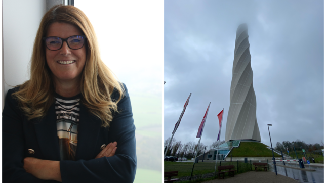 Sie hat die Lage im und um den Turm im Blick: Beate Höhnle weiß genau, was in den Aufzugschächten passiert.