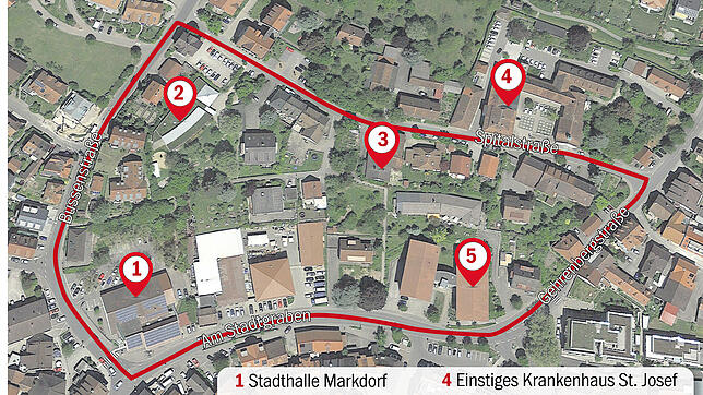 Das Bebauungsplangebiet &bdquo;Am Stadtgraben&ldquo; ist zwischen den Straßen Bussenstraße, Spitalstraße, Gehrenbergstraße und Am ...