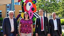 Bei der Spendenübergabe (von links): Thomas Müller, Sophia Wolf, Matthias Wößner und Harald Rettenmaier. Bild: Annette ...