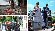 Die Gedenkstelle für die ermordete Sabrina P. in Stockach, ein umgestürzter Traktor in Wahlwies und ein Hochzeitspaar am Schweizer Feiertag.