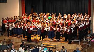 Überwältigend ist der Auftritt von über 100 Musikern aus den drei Kapellen Immendingen, Hattingen und Zimmern zum Finale des 16. ...