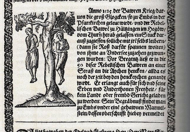Nach der endgültigen Niederschlagung des Bauernkriegs im Hegau nahm der Kommandant der Truppen des „Schwäbischen Bundes“, Mark Sittich ...