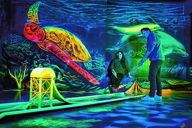 Auch bei Regenwetter Minigolfen ohne nass zu werden? Das geht beim 3D Minigolf im M10 True Active in Konstanz.
