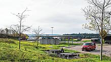Übersicht des Rastplatz &bdquo;Räthisgraben&ldquo; an der Autobahn A81 bei Bad Dürrheim Richtung Stuttgart.