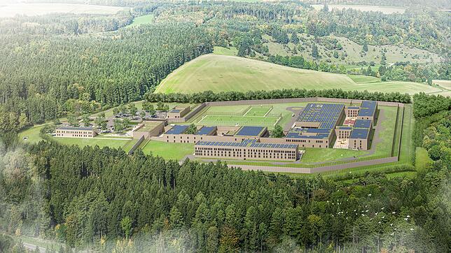 So soll das künftige regionale Großgefängnis aussehen: Die Computervisualisierung zeigt künftige Justizvollzugsanstalt Rottweil.