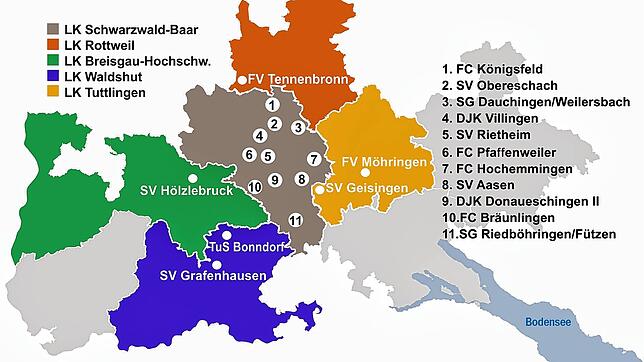 Eine Liga, fünf Landskreise. In der Bezirksliga Schwarzwald spielen Mannschaften aus fünf verschiedenen Landkreisen.