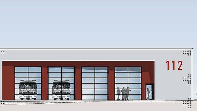 Das neue Feuerwehrhaus in Wallbach von der Weststeite aus gesehen.