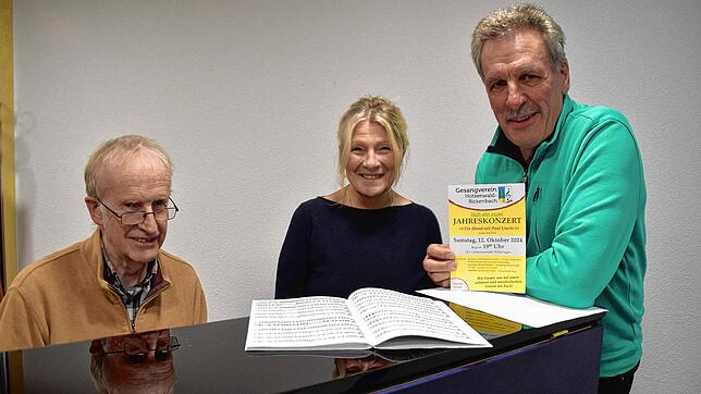 Sie freuen sich auf das Jahreskonzert (von links): Martin Angell, Elke Maisel, und Franz Häßle. Bild: Bernadette André