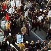 1969 in Stuttgart: Schüler und Studenten protestieren mit roten Fahnen und &bdquo;Ho Chi Minh&ldquo;-Plakaten gegen die US-amerikanische ...