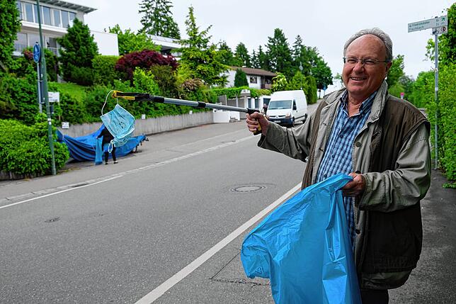 Erwin Filzinger hat die erste Einwegmaske gefunden.