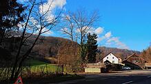 In der Linkskurve der B&nbsp;316 vor der Degerfelder Sägmühle kam das Fahrzeug des Angeklagten ins Schleudern und prallte in ein ...