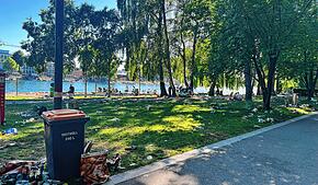 17.30 Uhr am Freitag, das Campus-Festival hat angefangen, zurück bleibt der Müll im Herosé-Park. Dort hatten tausende junge Menschen ...