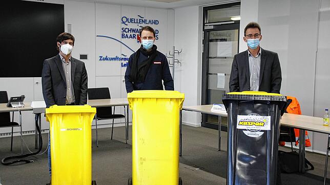 Jens Baumgärtner (Kaspar), Christian Hitschler (Remondis) und Martin Fetscher (Amt für Abfallwirtschaft) beantworten Fragen rund um die ...