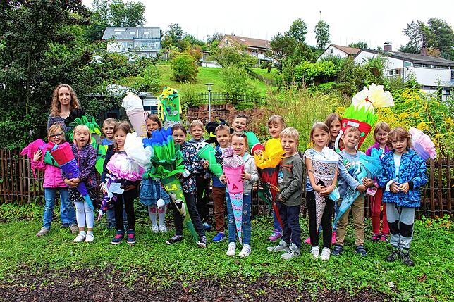 Die Klasse 1a der Gemeinschaftsschule Eschach-Neckar mit Klassenlehrerin Vera Wagner.