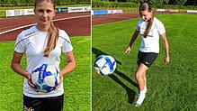Natürlich ist der Ball das Lieblingsspielgerät von Leni Hauger, die ab der neuen Saison in der U15-Mannschaft des SC Freiburg spielt.