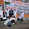 Mit großem Plakat: Unübersehbar war die durch die Schlüsselübergabe von Bürgermeister Fabian Prause an den Wiischmöckcher-Präsidenten ...