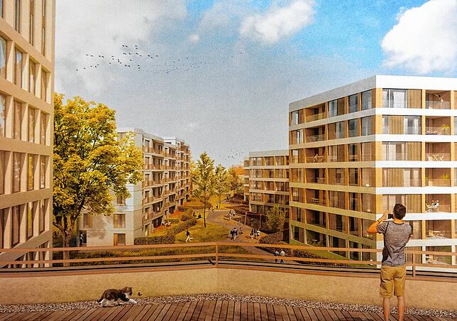 Modern und mit klaren Strukturen: So soll das Quartier Weiherhof mal aussehen