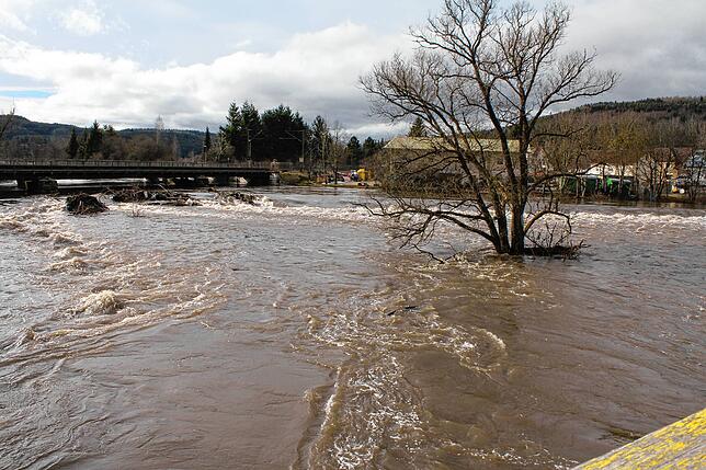 Wasserfluten und regelrecht aufgepeitschte Wellen gab es im Februar 2016 an der Stelle in Immendingen, an der sonst das Donauwehr und ...