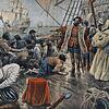 Auf dem Bild sieht man den portugiesischen Seefahrer Ferdinand Magellan (1480-1521), wie er einen Aufstand seiner Mannschaft beruhigt. ...