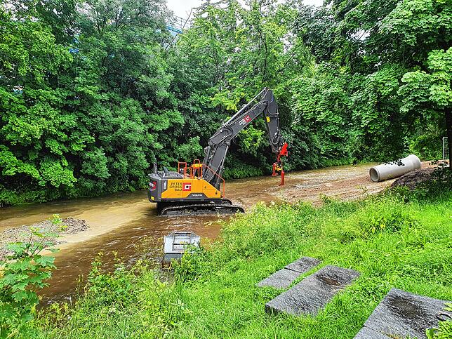 Brigach-Baustelle: Alles dient dem Umweltschutzschutz.