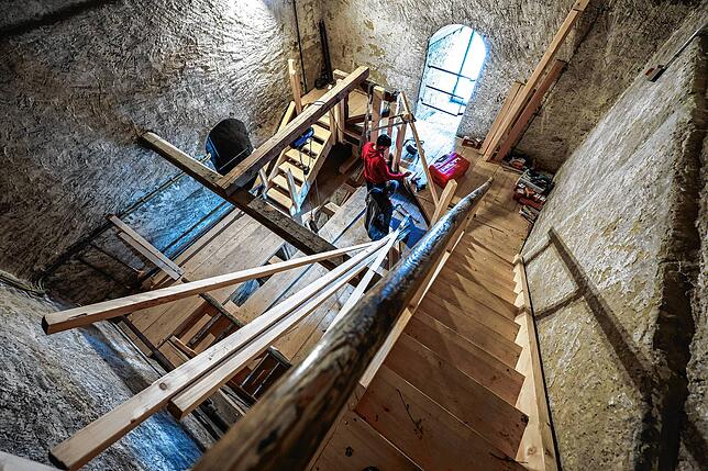 Die neue Treppenkonstruktion im Münsterturm.