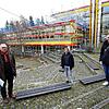 Die Sanierungsarbeiten an der denkmalgeschützten Geschwister-Scholl-Schule gehen zügig voran, stellen Schulleiter Thomas Adam, Architekt ...
