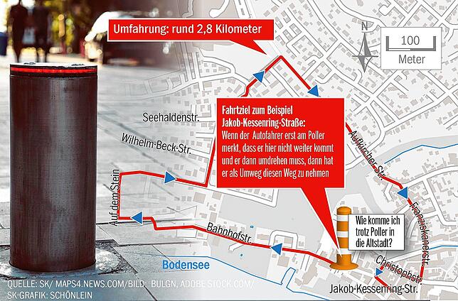 Zugegebenermaßen eine unwahrscheinliche, aber denkbare Konstellation: Autofahrer, die 2,8 Kilometer Umweg nehmen müssen, wenn sie ab dem ...