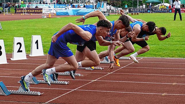 Daniel Schloßmann (TV Engen, ganz links) überraschte mit guten Zeiten über 80 und 150 Meter.