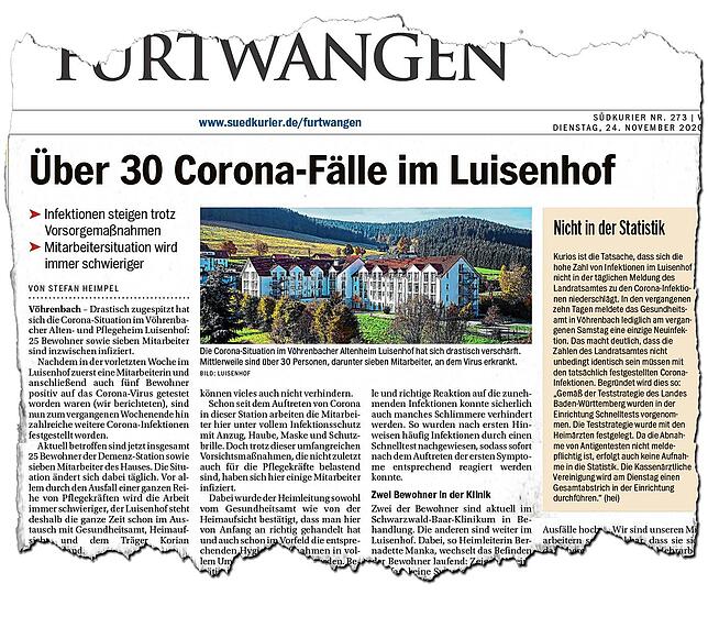 Am 24. November berichtete der SÜDKURIER über mehr als 30 Corona-Fälle im Luisenhof.