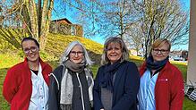 Das Leitungsteam des Pflegebereichs Stockach der Sozialstation Bodensee im Jubiläumsjahr (von links): Monja Kiewitt, Petra Meier-Hänert, ...