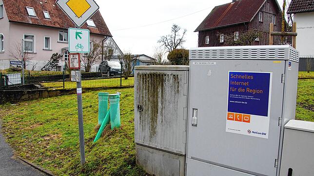 Ein Verteilerkasten der Netcom steht nahe der Einmündung des Mettenbachwegs in die Tuttlinger Straße in Meßkirch.