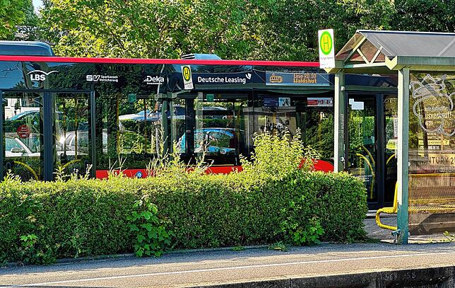 Ein Ersatzbus wartet in Erzingen am Bahnhof.