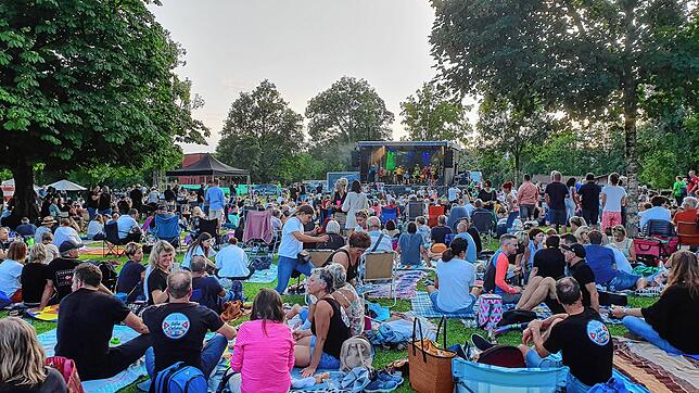 Partystimmung auf dem Rasen: Die Wellenbad-Liegewiese ist beim Ailinger Open Air rappelvoll.